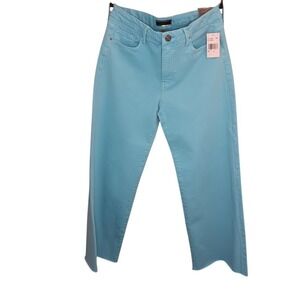 KUT From The Kloth High Rise Wide Leg Jeans Light Blue Size 8 Cropped Raw Hem